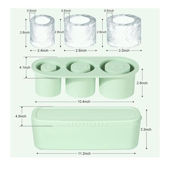 Stanley Cup Ice Mold 40/30 oz Silicone Ice Cube Tray With Lid, 3 Pcs (Green) - Picture 2 of 3